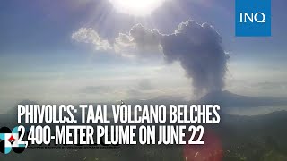 Phivolcs Taal Volcano belches 2400meter plume on June 22 [upl. by Yeffej]