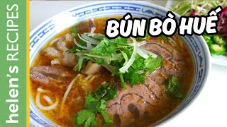 How to make BUN BO HUE  Vietnamese Spicy Beef Noodle Soup  Helens Recipes [upl. by Llerat205]