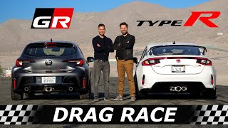 2023 Honda Civic Type R vs Toyota GR Corolla  DRAG amp ROLL RACE [upl. by Latonia]