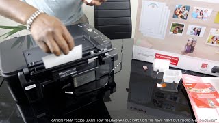 CANON PIXMA TS3355 LEARN HOW TO LOAD VARIOUS PAPER ON THE TRAY PRINT OUT PHOTO AND DOCUMENT [upl. by Eahc]