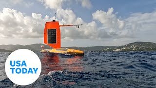 Watch Drone sailboat drives through Hurricane Debby for data  USA TODAY [upl. by Oicam]