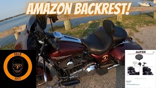 Harley Davidson Amazon aftermarket drivers backrest unboxing and install [upl. by Annazor858]