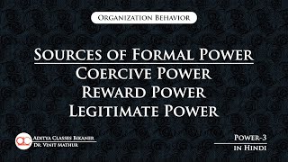 Power3 Sources of Formal Power  Coercive Power  Reward Power  Legitimate Power in Hindi [upl. by Annahael]