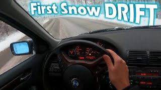 First Snow Drift  BMW E46 320i POV [upl. by Oiluig]