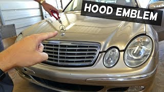 MERCEDES W211 HOOD EMBLEM REPLACEMENT REMOVAL [upl. by Nomelihp217]