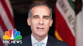 LA Mayor Garcetti Its Time To Go Home  NBC News [upl. by Eciralc]