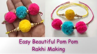 2 Stunning Pom Pom Rakhi Ideas You Need to Try  DIY Rakhi with Wool Pom Poms [upl. by Colner]