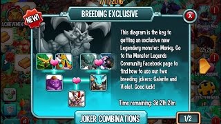 Monster Legends  Joker breeding event  Monky breeding [upl. by Aitnas]