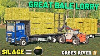 OVER CAB BALE LORRY Green River Farming Simulator 19  Episode 15 [upl. by Beattie]