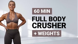 60 MIN FULL BODY CRUSHER WORKOUT  Dumbbell Full Body  Strength  HIIT  Weighted  Bodyweight [upl. by Becca142]