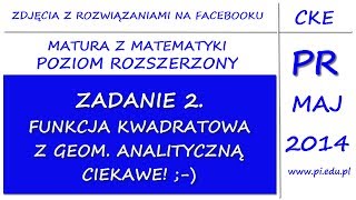 Zadanie 2 Matura z matematyki Maj 2014 PR Funkcja kwadratowa [upl. by Erehs]