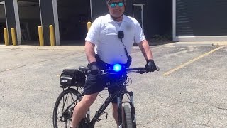 Grunwald Tests Out His Police Bikes Lights And Siren [upl. by Narmis]