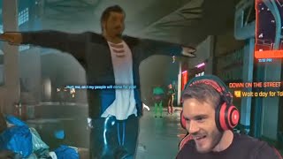 NPC TPoses at PewDiePie  CyberPunk 2077 NPC Funny Moment Bugs and Glitches Clips  memes [upl. by Bowles80]