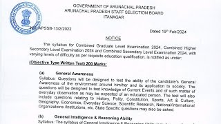 CGLCHSLCSL Examination 2024New Syllabus Explanation Apssb exam 2024 [upl. by Anikes]