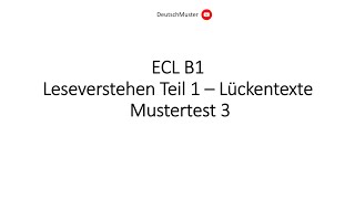 ECL B1 Leseverstehen Teil 1  Mustertest 3 [upl. by Dianthe]