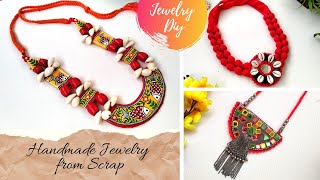 DIY Handmade Jewellery  Jewellery making at home  Jewellery from Scrap  Fabric Jewellery [upl. by Nnyleitak]