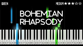 Queen  Bohemian Rhapsody  EASY Piano Tutorial [upl. by Ayo387]