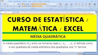 Curso de Estatística Descritiva Média Quadrática Desvio Padrão Aritmética Geométrica Harmônica Matem [upl. by Ogdan123]