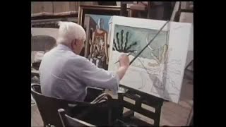 Giorgio de Chirico dipinge dal vivo Il sole sul cavalletto 1973 [upl. by Thea]