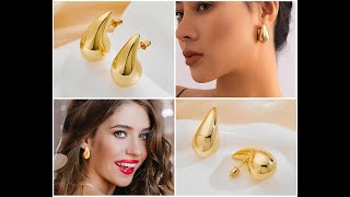 Aretes De Oro 14K Para MujerAretes De Gota Grandes LlamativosRegalos Para Mujer [upl. by Ehcram96]