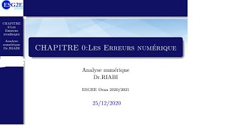 Les erreurs numérique chapitre 0 [upl. by Mahla]