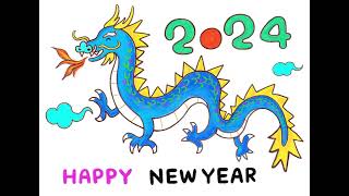 2024 새해영상 아이패드그림 갑진년 청룡 새해인사 새해인사카드 새해인사이미지 Happy New Year image Blue Dragon illust 일러스트 용 [upl. by Erastes]