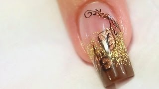 Autumn Copper Foil Nail Art Design Tutorial [upl. by Gauldin]