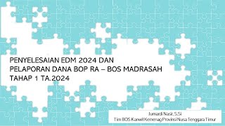 Tahapan Penyusunan EDM Tahun 2024 dan Pelaporan Dana BOPBOS Tahap 1 TA2024 [upl. by Carola528]