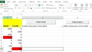 how to find pairs for credit and debit in excel [upl. by Sauveur]