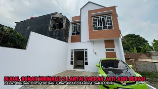 JUAL RUMAH 2 LANTAI  JATI ASIH BEKASI KOTA  MUAT 2 MOBIL  PASOS LAPANGAN BOLA DINDING BATA MERAH [upl. by Yeruoc]