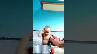 shortytshort cute bathing time viralvideo trending [upl. by Noirred]