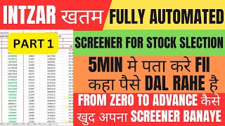 HOW TO CREATE SCREENER IN EXCEL FOR AUTOMATIC STOCK SELECTION  FPI STOCK SELECTION IN 5 MIN [upl. by Inaja]