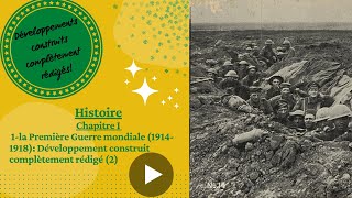 Chap ILa Première Guerre mondiale Développement construit rédigé 2 une guerre totale [upl. by Stodder]