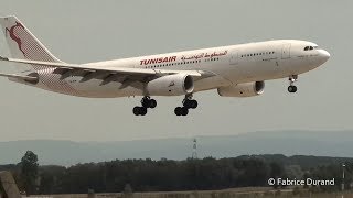 Tunisair A330200 landing 17R at Lyon St Exupéry LYSLFLL [upl. by Ehcropal]