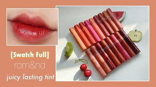 SWATCH FULL 17 MÀU SON ROMAND JUICY LASTING TINT  kieuchinh2706 [upl. by Phillada]