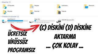 WİNDOWS 7810 YEREL DİSK C Yİ D DİSKİNE AKTARMA ÜCRETSİZ PROGRAMSIZ BİLGİSAYARDA YER AÇMA [upl. by Ludlew992]