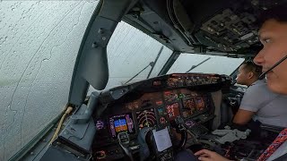 PILOTING BOEING 737800 THROUGH THE WORST WEATHER EVER  THUNDERSTORM RAIN ‼️ [upl. by Saltsman247]