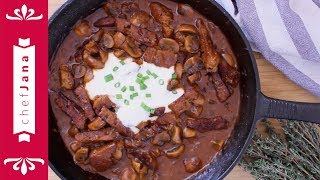 The Worlds best vegan stroganoff with seitan and mushrooms [upl. by Atelokin]