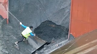 Large barge unloading coal view from the port side [upl. by Nerhe166]