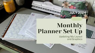 Monthly Planner Set Up July 2024  Updating Layout and Graphics [upl. by Thorn753]