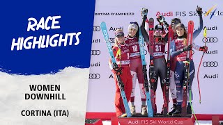 Venier wins crazy race in Cortina as Shiffrin crashes out  Audi FIS Alpine World Cup 2324 [upl. by Goltz547]