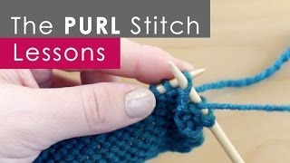 How to Knit the PURL Stitch Knitting Lessons for Beginners [upl. by Newo]