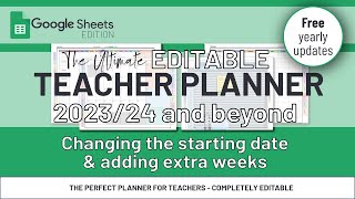 Changing the Starting Date amp Adding Weeks The Ultimate Editable Teacher Planner [upl. by Patt]