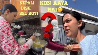 Dekho hamare ghar main kon aaya aaj 😍 first time try kiya sel roti 🤤  Varsha Thapa [upl. by Aretta43]