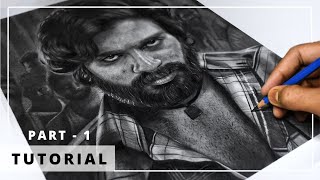 How to Draw HYPER REALISTIC PORTRAIT  Tutorials for BEGINNERS  PART  01  FACE  alluarjun [upl. by Cox]