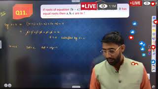 🔴 Live Quadratic Equation Important Questions jeemains 11thclass Sonu2002 BYJUS2002 [upl. by Malek]