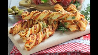 Torciglioni di sfoglia pomodoro e olive perfetti per arricchire un tagliere di salumi e formaggi [upl. by Pattani]