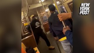 WATCH Harrowing video shows men clashing moments before NYC subway shooting [upl. by Vincentia]