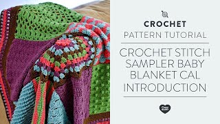 Introduction to Crochet Stitch Sampler Baby Blanket Crochet Along with Marly Bird [upl. by Daffodil]