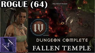 DIABLO 4  FALLEN TEMPLE CAPSTONE DUNGEON ROGUE 64 SOLO  ELIAS HATREDS REMNANT BOSS GUIDE [upl. by Mcdougall]